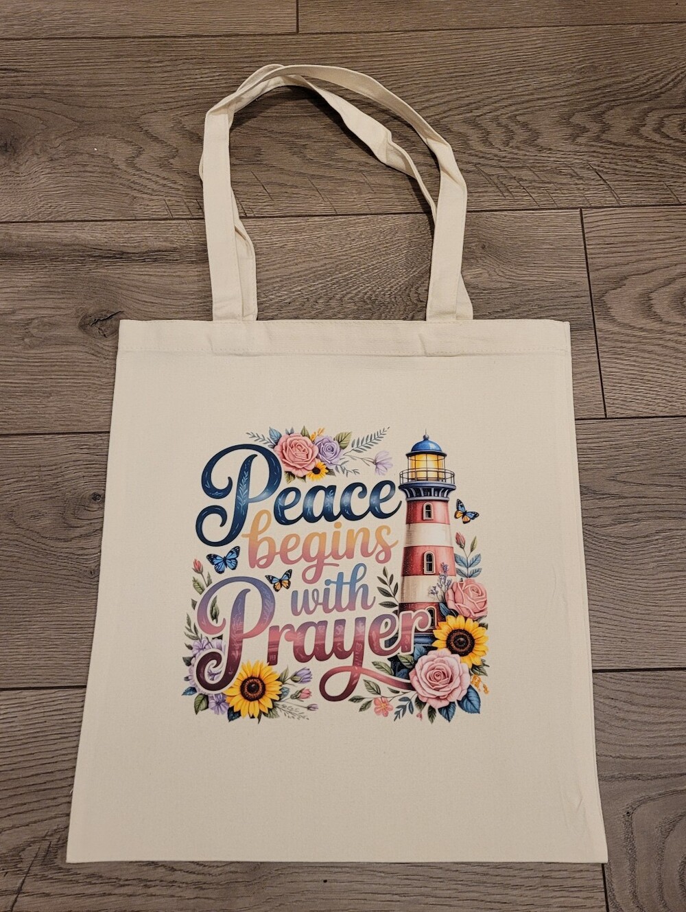 Custom Peace Begins With Prayer Canvas Tote Bag